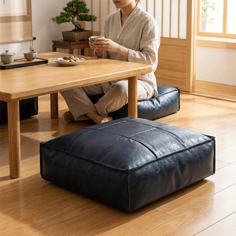 Square Sofa Stool Cover PU Leather Storage Leg Bench Sofa Footstool Seat Cushion Cover Under Desk