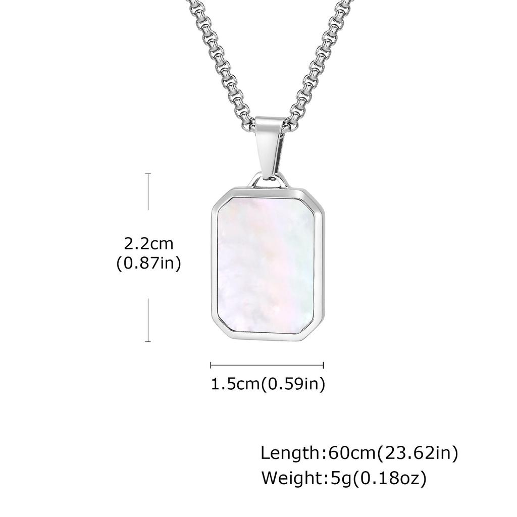 Stilvolle Naturstein Herren Halskette, Quadratische Geometrische Edelstahl Halsbänder, Geburtstags Valentinstags Geschenk für Ihn