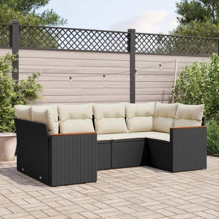 VidaXL Garden Lounge Set with Cushions 6 Pcs, Patio Sofas, Patio Furniture Set, Outdoor Furniture, Black 3258661