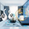 Swan Statue Contemporary Ceramic Animal Sculpture Crystal Ball Figurine Artistic Centerpiece Fine