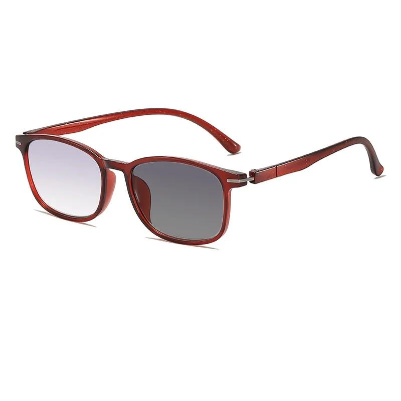 Unisex New Square Frame Photochromic Reading Glasses Sunglasses 2 In 1 Gradient Color Lenses Uv Protection Presbyopia Glasses