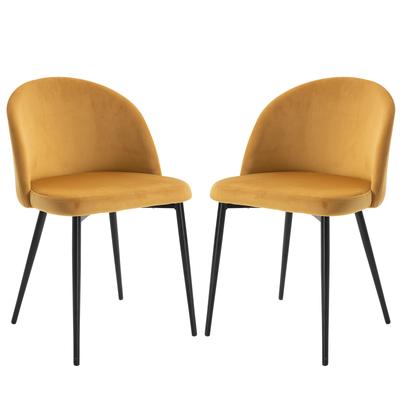 Dining Chairs Set of 2 Contemporary Design for Office Dining Kitchen with Soft Fabric Seat and Back Living Room, Camel