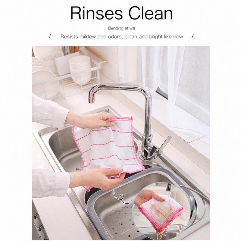 Kitchen Towels Cotton Dishcloth Super Absorbent Non-stick Oil Reusable Cleaning Cloth Daily Dish Towels Household Scouring Rags