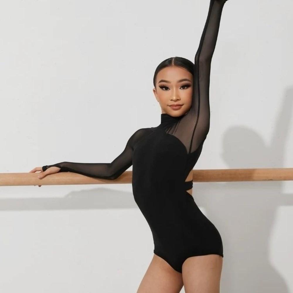 Long Sleeves Child Latin Dance Bodysuit Professional Samba Performance Wear Children Girls