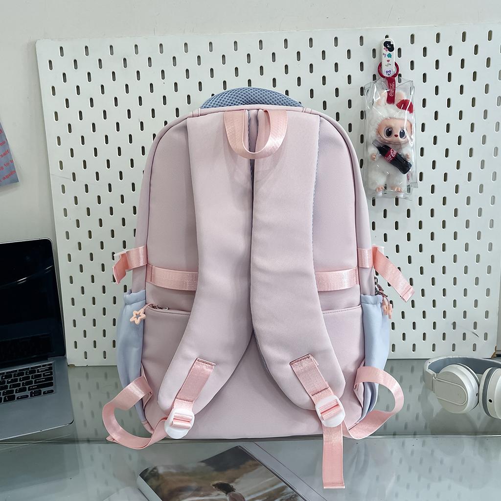 Schoolbag Japanese High-value Ins Plaid Girl Style Backpack Dopamine Contrasting Color College Style Primary and Secondary School Backpack