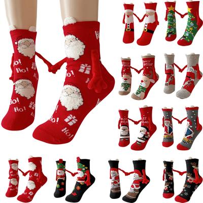 Weihnachten Erwachsene Magnetische Hand in Hand Socken Personalisierte Socken für den Innen- und Außenbereich, gepaart mit Kleidung im weihnachtlichen Ambiente