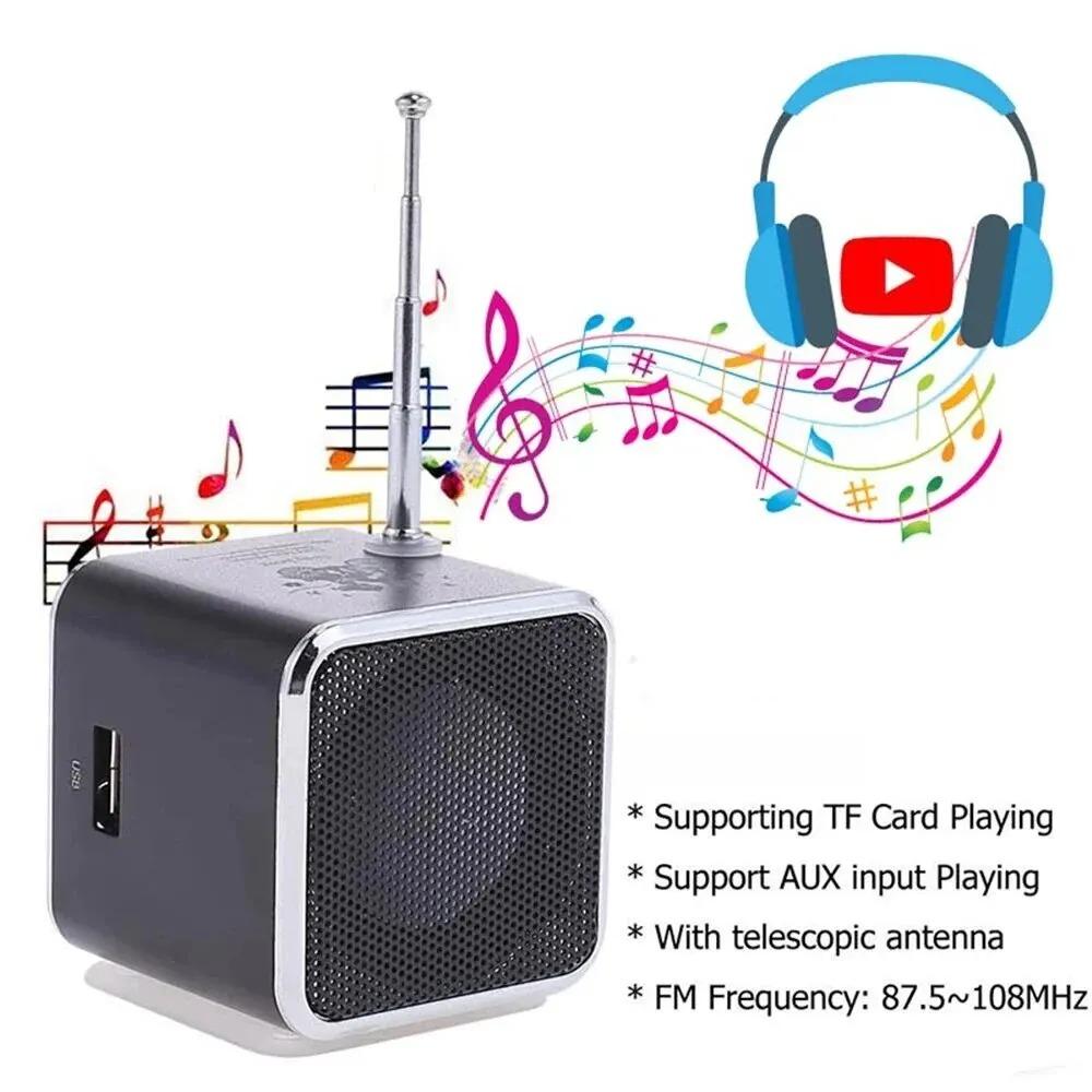 1PC FM Portable Mini Radio Micro Treble Bluetooth Portable Voice For Computer Mobile Phone MP3 Music Support Micro TF Card