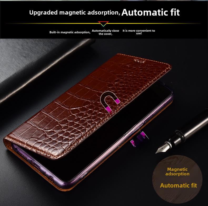 Pokrowiec z klapką z prawdziwej skóry dla Apple iPhone 15 Pro, 14 Plus, 13 Pro Max i 12 Mini.