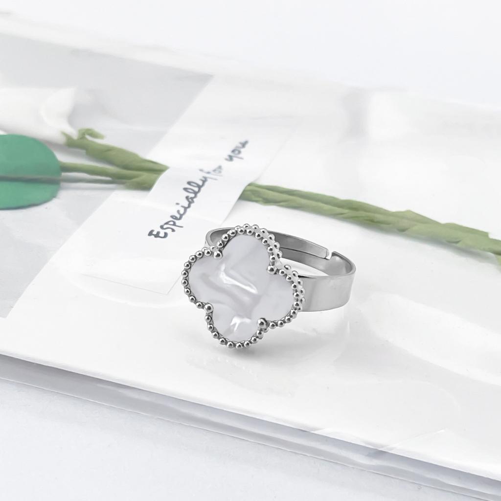 New 15mm Large Fashion Clover Ring Adjustable Opening Ring Simple Personalized Ring