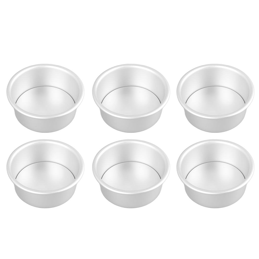 4 Inches 6pcs Cake Mould Non Stick Removable Base Round Cake Pan Set for Wedding Birthday Party