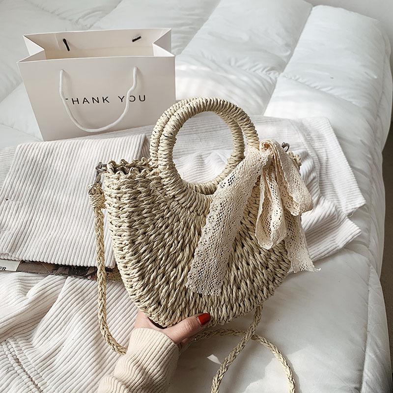 

Соломенная сумка женская новая высококлассная текстура нишевая сумка-мессенджер женская универсальная пляжная сумка портативная сумка-корзина для овощей покинуть белый