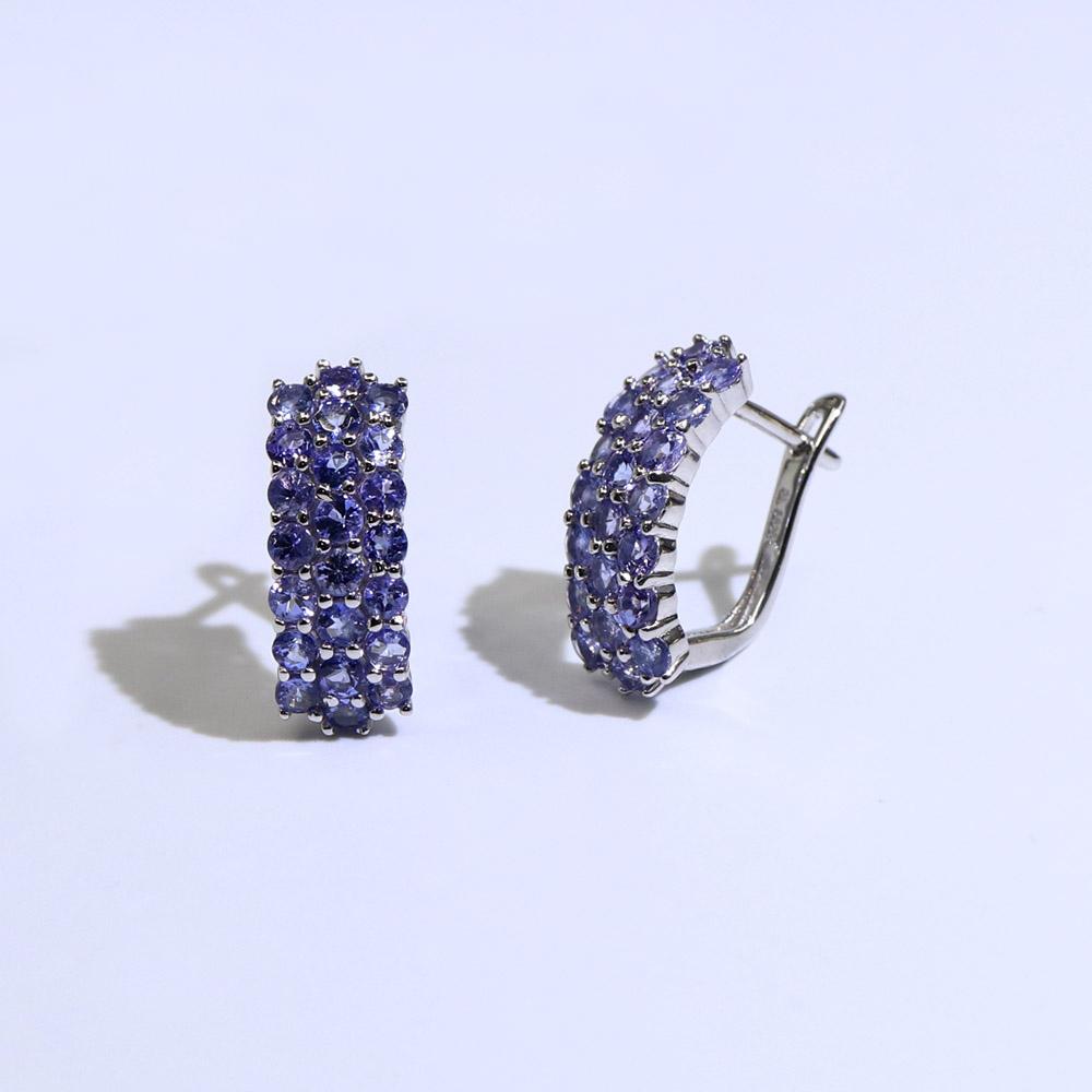 Classic design natural blue Tanzanite Clasp Earrings S925 silver atural gemstone jewelry fine jewelry precious gift for women