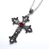 Creative Flower Pattern Cross Diamond Necklace Goth