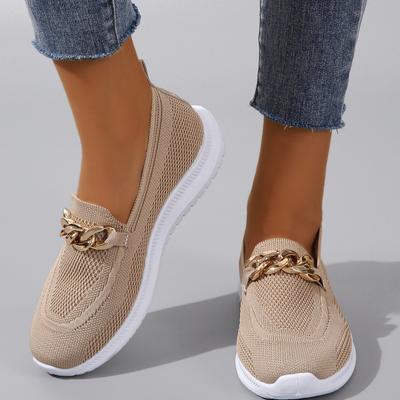 Chain Ladies Vulcanized Slip On Shallow Autumn Women Elastic Band Flats Mesh Breathable Walking Shoes Female New Sneakers Women