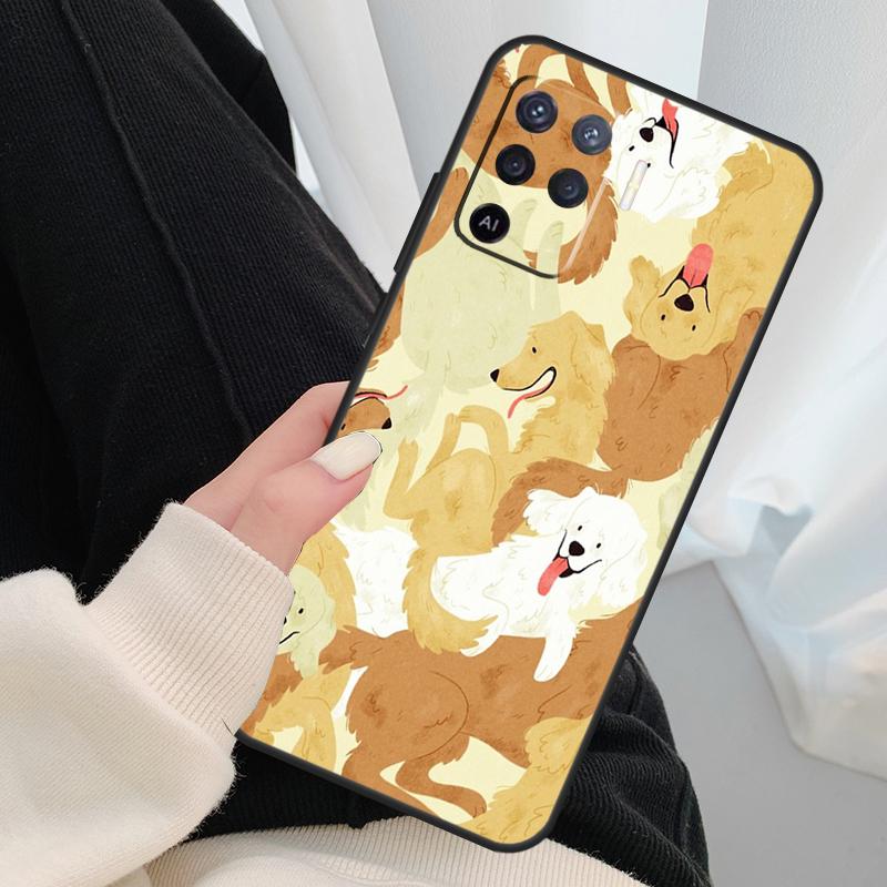 Cartoon Golden Retriever Dog Case For Oppo A17 A57 A77 A40 A78 A54 A74 A94 A76 A16 A96 A18 A60 A80 A38 A58 A98 A15 A5 Pro