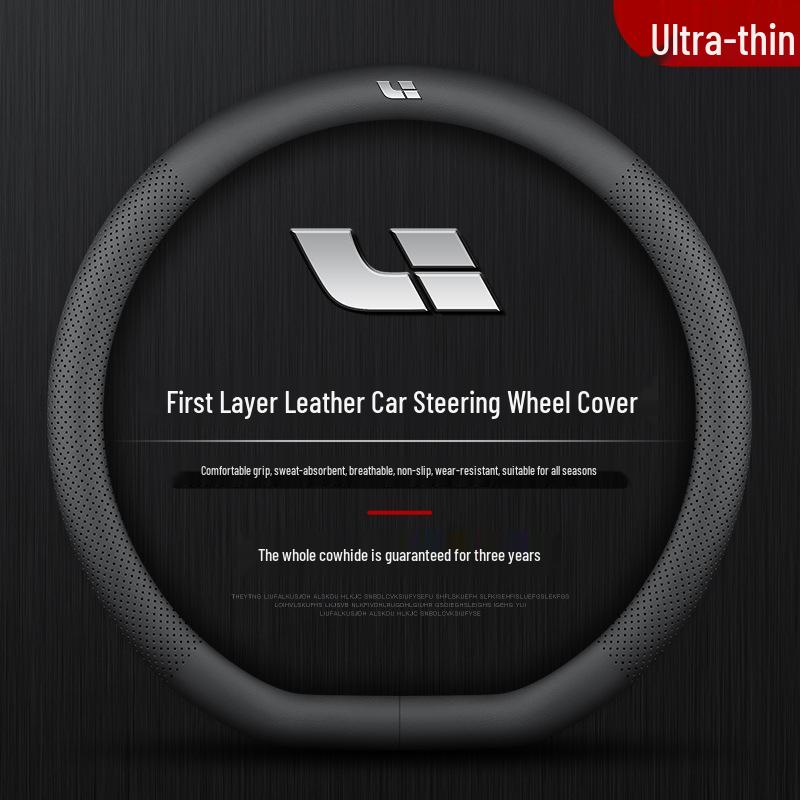 Ideal One Genuine Leather Steering Wheel Cover - Ultra-Thin, Universal Fit for Ideal L7, L8/L9, All-Season