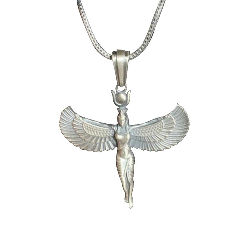 Women Winged Goddess Isis Ancient Egypt God Figuras Collar Choker Necklace Jewelry Accessory