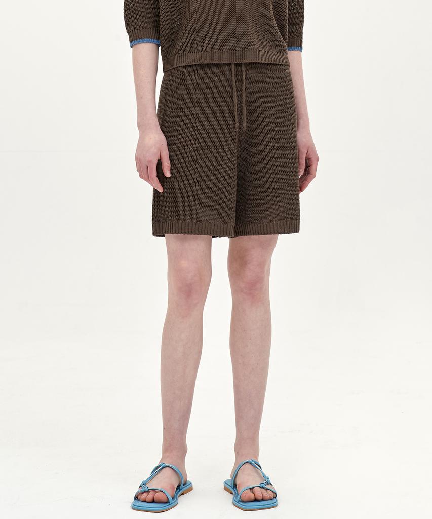 JUN BY JUN K String Knit Shorts_Brown