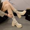 Fashion Comemore Mary Jane Single Shoe Women Spring Autumn Chunky High Heeled Female Shoes Casual Thick Bottom Pearl Retro Loafers Pumps