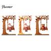 Unique Wood Craft Gift Wooden Swing Ornament with Santa Claus/Bear for Christmas, Tabletop Natural Grain Ornaments Claus Figurine Home Living