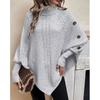 Europe, America, autumn and winter new women's sweater, fashionable knitted lapel bat sleeve cape top women