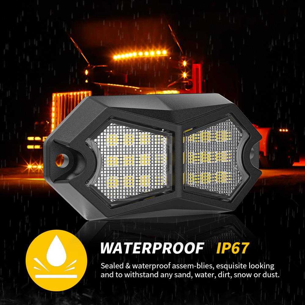 4PC 18LED Car LED Rock Light 12V 24V LED Underbody Light for Vehicle Off-Road Van Lorry RV Atmosphere Light Warning Signal Lamp
