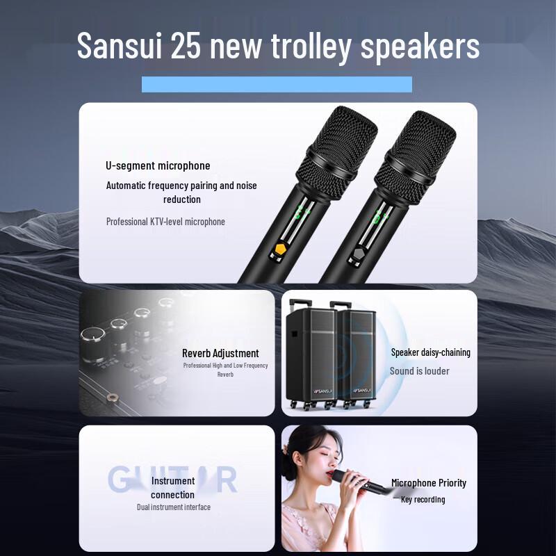 Sanshui G26 Portable Outdoor PA Speaker with Wireless Mic
