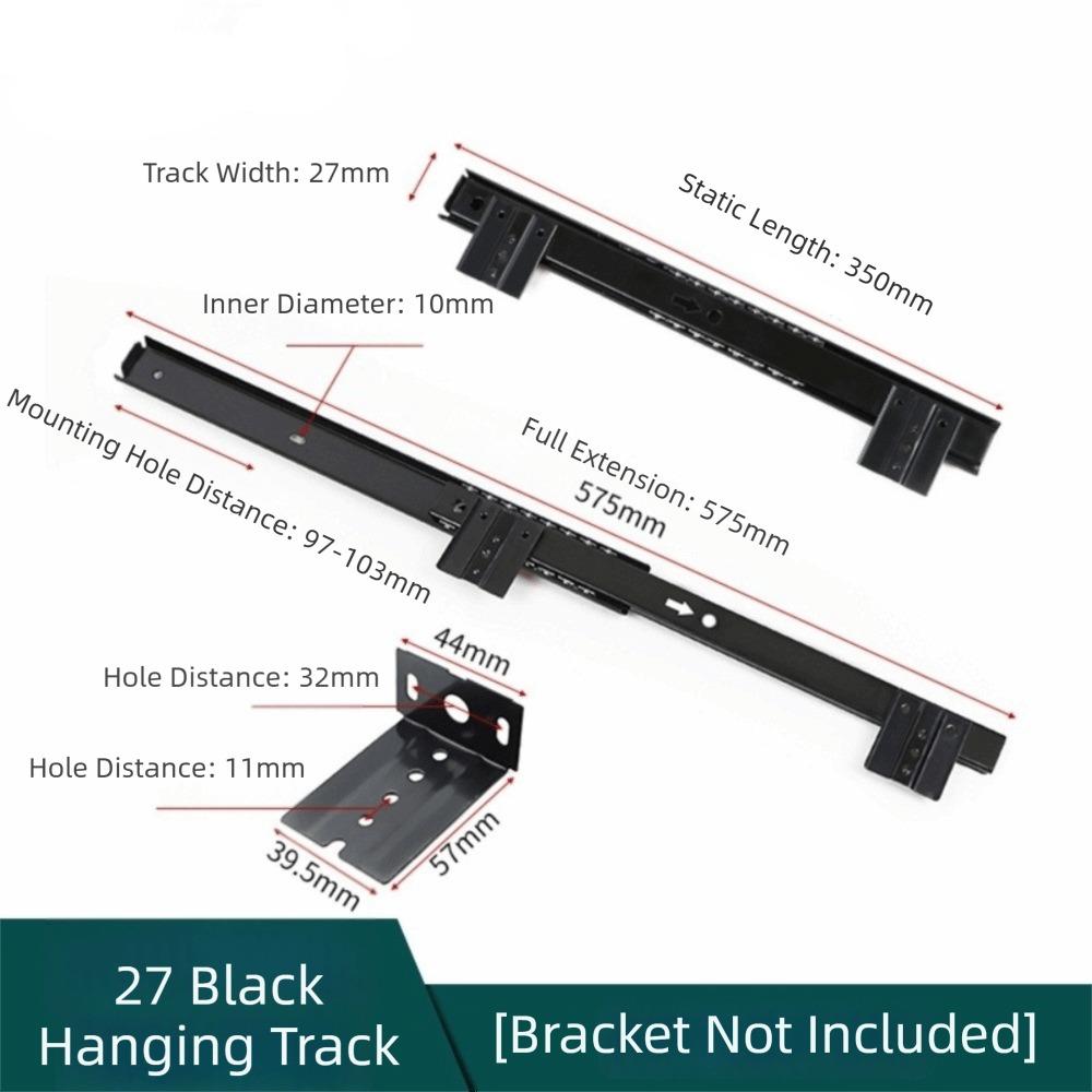 

2PCS Ball Bearing Drawer Slide Rail Side Mounting Pull Out Tray New Drawer Glides Kitchen Cupboard Black-27mmx350mm