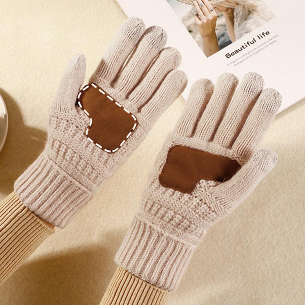 Winter Non-slip Knitted Gloves Warm Outdoor Windproof Wool Gloves Cycling Thickened Five-finger Touch Screen Gloves