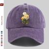 pc Yellow Rose And Butterfly Print Baseball Cap Travel Leisure Decorative Design Sun Hat Comfortable And Lightweight Buckle Adj
