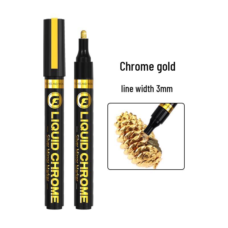 Wide Collection 843 Chrome Reflective Pen: Silver Plated Marker for DIY & Gundam Models.