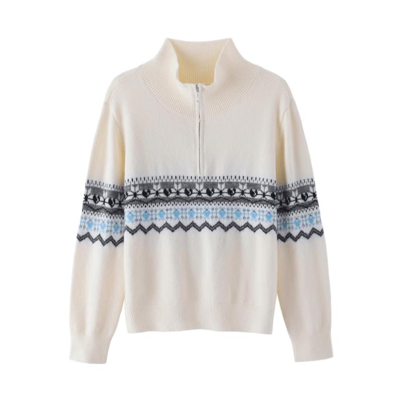Betu Women's Fair Isle Jacquard Half-Zip Knit Sweater