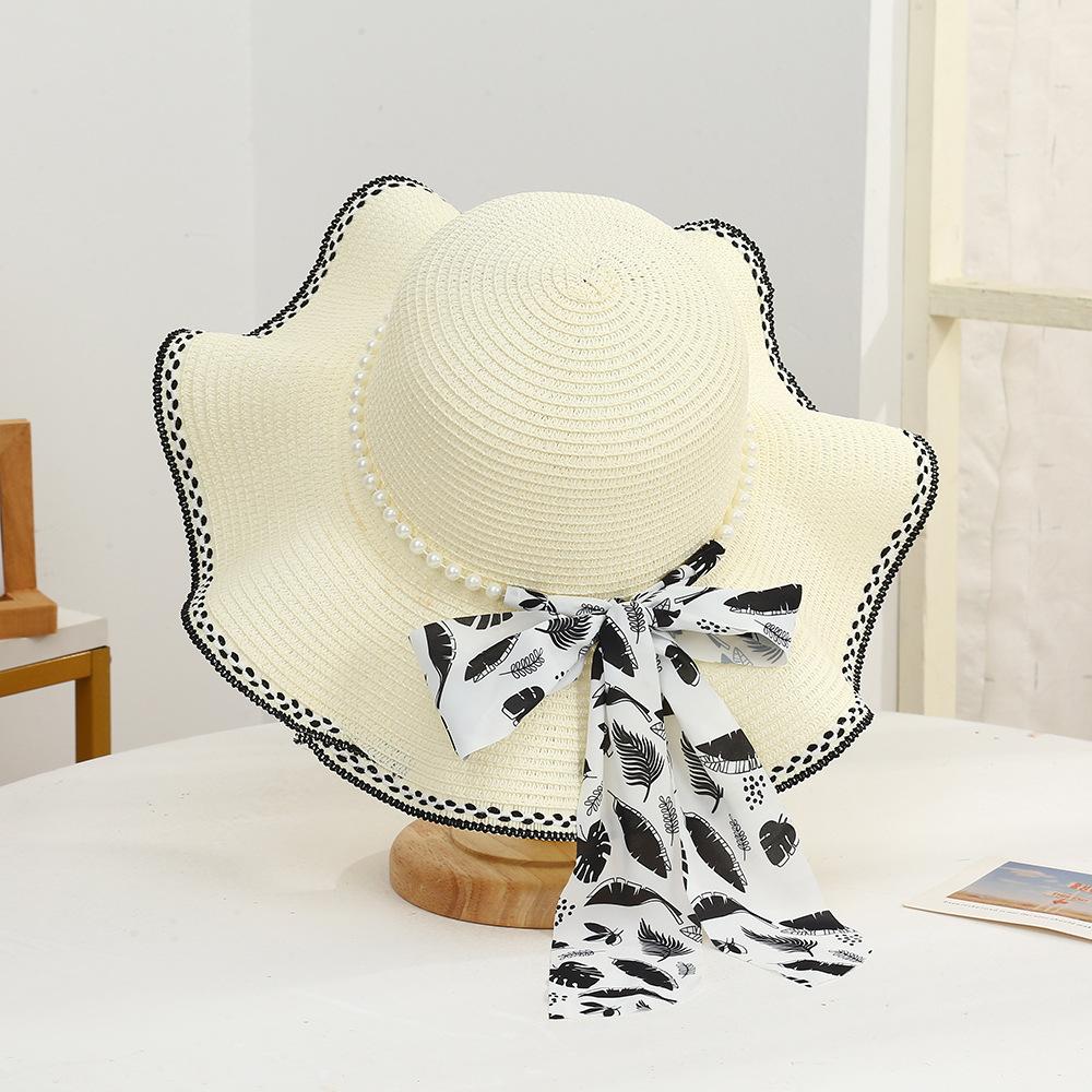 2025 Summer Women's Bowknot Straw Hat New Beach Big Brimmed Hat Foldable Travel Seaside Vacation Travel Outdoor Sunscreen Caps