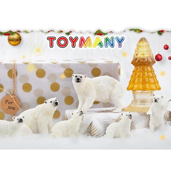 TOYMANY Animal Figures 6-Piece Polar Bear Set Realistic Animal Model Collection