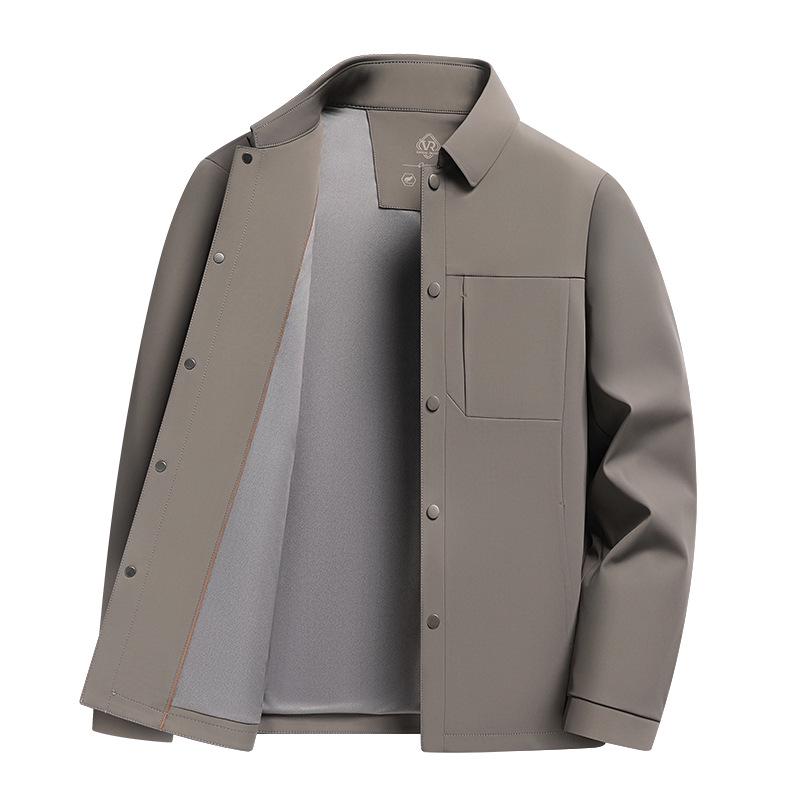 Men's Milk Silk Lapel Jacket - Business Casual Outerwear for Middle-aged and Older Men