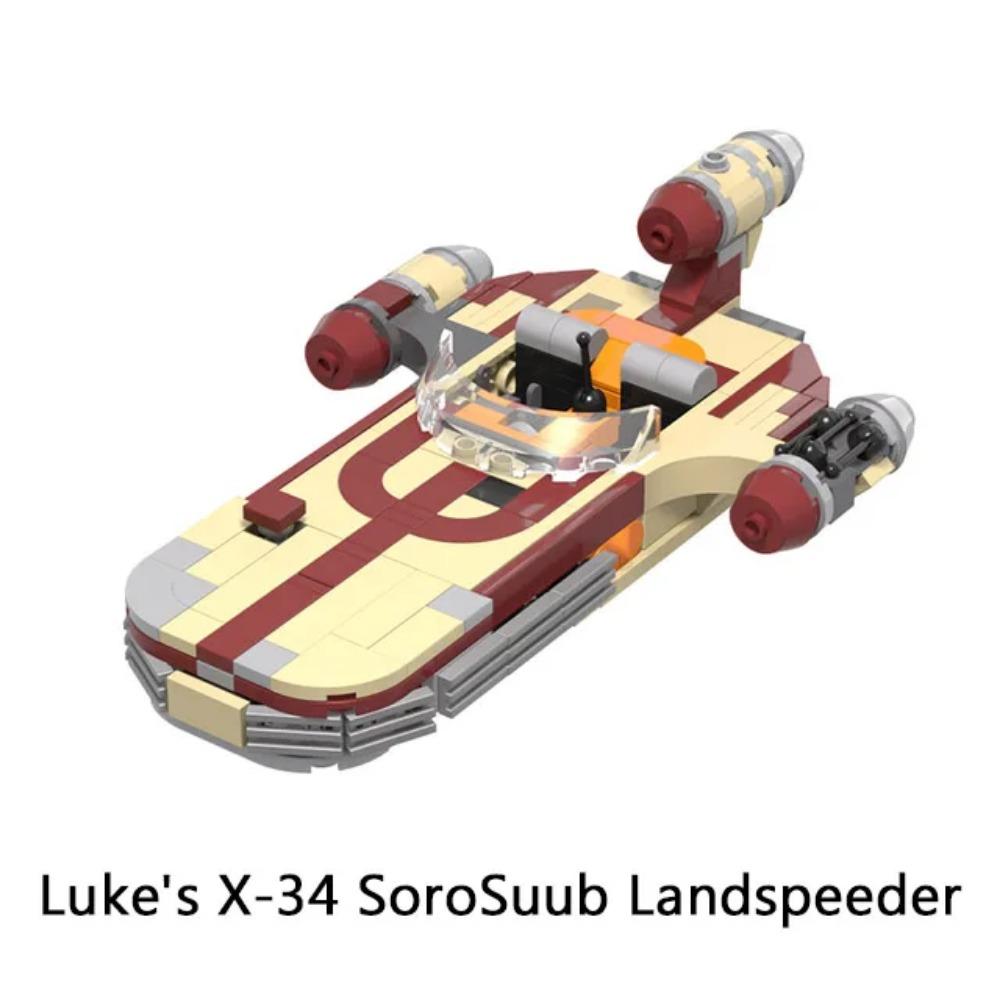 NEW MOC-56436 Space Plan X-34 Soro Suub Tan X-34 Landspeeder Fight DIY Building Blocks Minifigs Scale Airship Bricks Model Toys