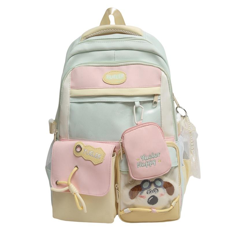 College Style Contrasting Colors Junior High School Students Capacity Schoolbag Female High School Students Small Fresh Backpack Cute Girl Backpack