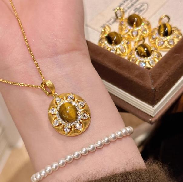 S925 Silver Tigeröga Vintage Filigran Halsband