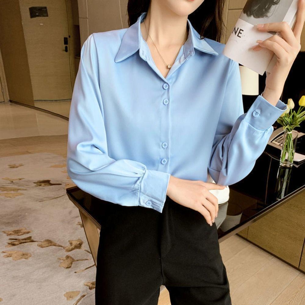 

Simple Chiffon Shirt Tops Solid Sun Protection Cardigan Leisure Long Sleeve Shirt Women S синий