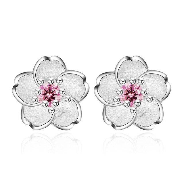 

Серьги из стерлингового серебра 925 пробы, серьги Bauhinia Plum Blossom с цирконом для девочек, ювелирные изделия, подарок для вечеринки розовый