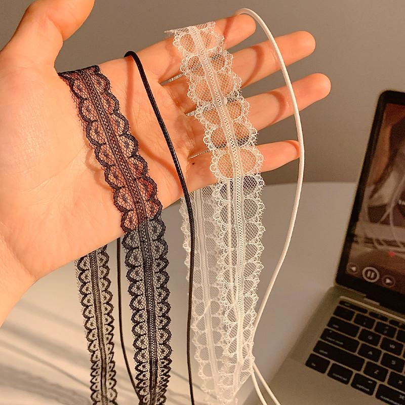 Korean Fashion Sweet Lace Scarf Bowknot Neckwear Women Summer Thin Mesh Flower Long Small Scarf Versatile Neckband Accessories