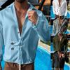 Strandstil Grenzüberschreitendes Herren Herren Langarmhemd Lässig Locker Revers Sport Knopf Strickjacke Hemd