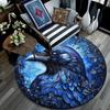 Blue Raven Round Area Rug,Carpet Rug for Living Room Bedroom Sofa Playroom Decor,Non-slip Floor Mat