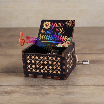 1pc Music Box, You Are My Sunshine Vintage Engraved Wood Music Box, Musical Box Gift For Daughter/Wife/Mother/Friends, Mechanism