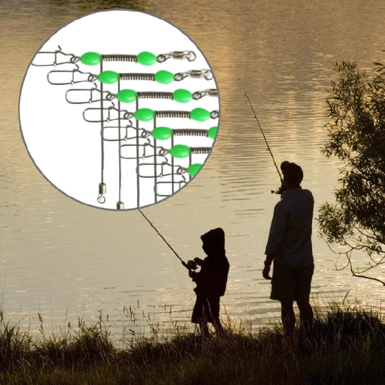 10 stycken rostfritt stål 3-vägs T-formade svivel med lysande pärlor, T-formade fiskelinafästen för balanserade tackel