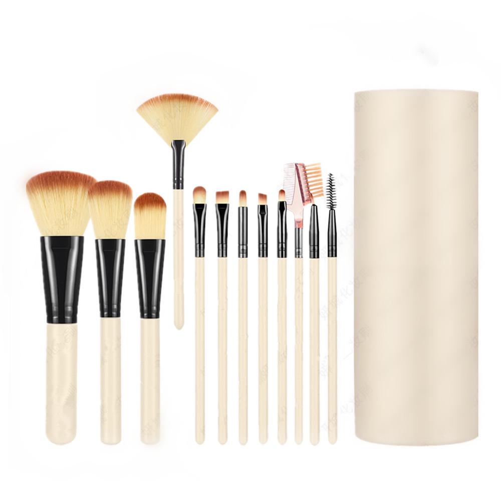 12pcs Pro Travel Portable Foundation Eyeshadow Eyebrow Lip Makeup Brush Cosmetic Tool with Barrels