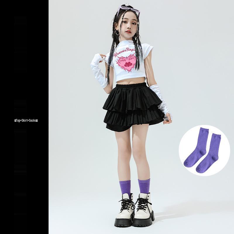 Girls' Jazz Hip Hop Dance Costume Set - Trendy Cheerleading Performance Outfit