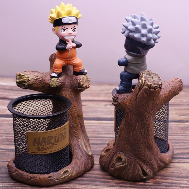 Anime Cartoon Naruto Charakter Harz Dekoration Desktop Aufbewahrung Stifthalter Kreatives Schülergeschenk Metallgitter Stifthalter