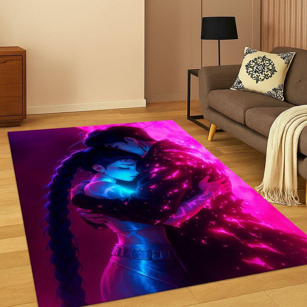 3D Dämonenjäger Kpop Rumi Mira Zoey Musik Teppich für Schlafzimmer Wohnzimmer Sofa Heimdekoration, Teppich Rutschfeste Fußmatte Geschenk