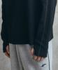 SUPERSUB Coverstitch Fingerhole Waffle Long Sleeve T-Shirt - Black